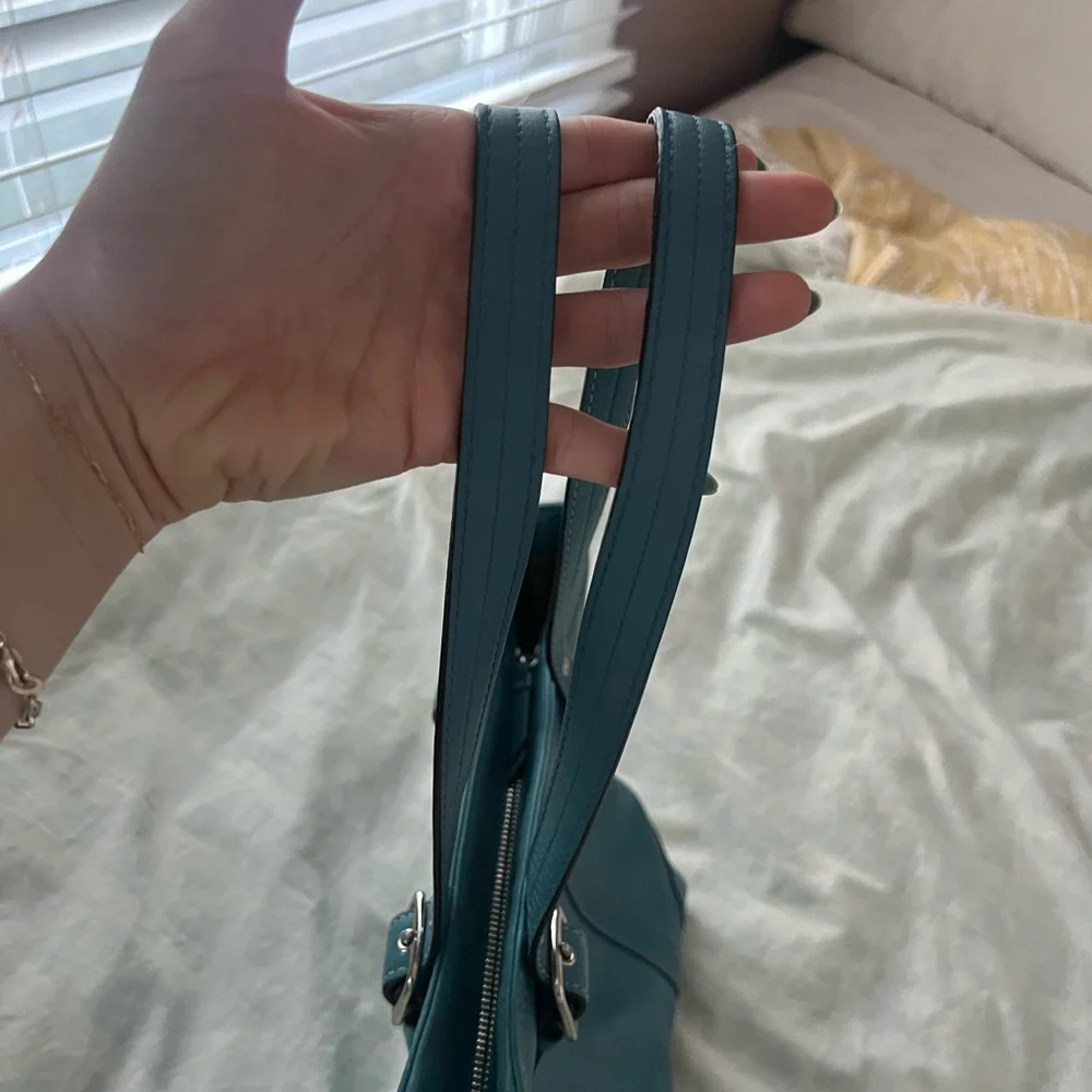 Teal blue leather 2008 coach bag